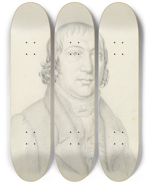 Triptych art skateboard deck of Johann David Passavant Bildnis L Manuel Pfarrer Der Franzsisch Reformierten Gemeinde Zu Frankfurt Am Main by Johann David Passavant (1787-1861)