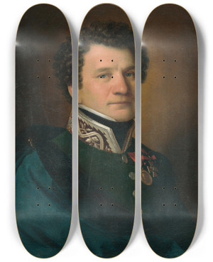Triptych art skateboard deck of Anton Einsle Portrait Of An Officer by Anton Einsle (1801-1871)