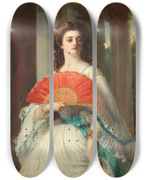 Triptych art skateboard deck of Abraham Solomon I Love Another by Abraham Solomon (1823-1862)