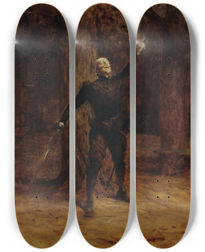 Triptych art skateboard deck of Thobald Chartran Portrait De Constant Coquelin Dans Le Rle De Cyrano De Bergerac by Theobald Chartran (1849-1907)