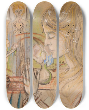 Triptych art skateboard deck of Jan Toorop Het Gebed by Jan Toorop (1858-1928)