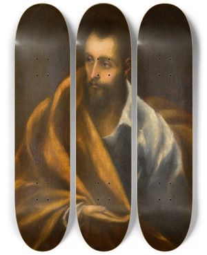 Triptych art skateboard deck of Follower Of Domenikos Theotokopoulos Called El Greco Saint Jamesthe Greater by Follower of Domenikos Theotokopoulos, called El Greco (1541-1614)