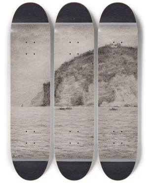 Triptych art skateboard deck of Henrybrokman Scutolo Laprsmidi by HenryBrokman (1868-1933)