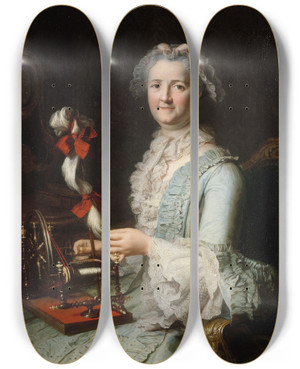 Triptych art skateboard deck of Jacquesandrjoseph Aved Portrait Prsum De Franoisemarie Pouget Seconde Femme De Chardin by Jacques-Andr-Joseph Aved (1702-1766)