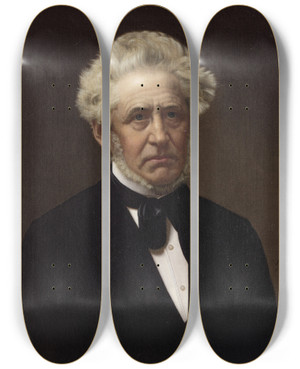 Triptych art skateboard deck of Frederik Vermehren Portrait Of Alfred Hage by Frederik Vermehren (1823-1910)