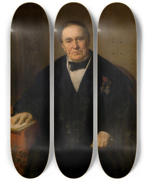 Triptych art skateboard deck of Lievin De Winne  The Architect Lodewijk Jozef Adriaan Roelandt by Lievin de Winne