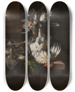 Triptych art skateboard deck of William Gouw Ferguson Still Life With A White Rooster by William Gouw Ferguson Triptych art skateboard deck of William Gouw Ferguson Still Life With A White Rooster by William Gouw Ferguson