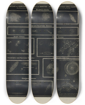 Triptych art skateboard deck of Asa Smith Nebulae by Asa Smith (19-)