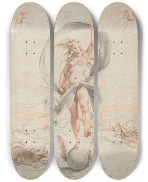 Triptych art skateboard deck of Giuseppe Cesari Allegorical Figure by Giuseppe Cesari (1568-1640)