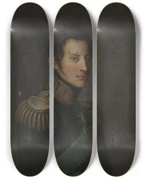 Triptych art skateboard deck of Franciszek Ksawery Lampi Portrait Of Tsar Nicholas I In The Polish Generals Uniform by Franciszek Ksawery Lampi (1782-1852)