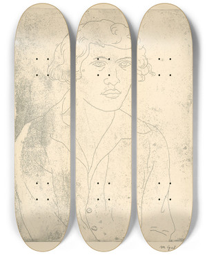 Triptych art skateboard deck of Mikul Galanda Podobize Eny by Mikulas Galanda (1895-1938)