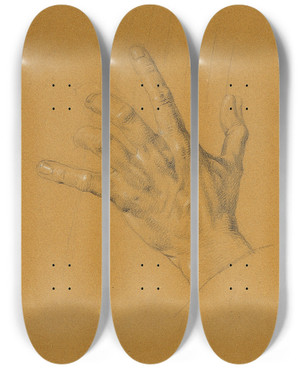 Triptych art skateboard deck of Johann Peter Krafft Handstudie Zu Ossian Und Malvina_1 by Johann Peter Krafft (1780-1856)