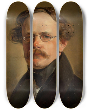 Triptych art skateboard deck of Jan Nepomucen Glowacki Portrait Of Antoni Paszyc Colonel by Jan Nepomucen Glowacki (1802-1847)