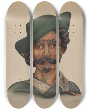Triptych art skateboard deck of Florian Rokita Cigar Store Figure_1 by Florian Rokita