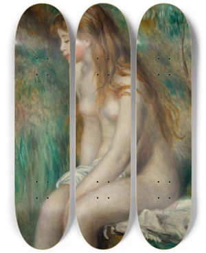 Triptych art skateboard deck of Pierreauguste Renoir Young Girl Bathing by Pierre-Auguste Renoir (1841-1919)