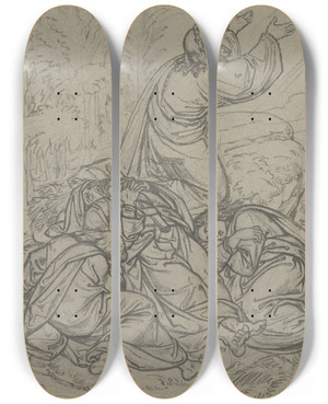 Triptych art skateboard deck of Ferdinand Fellner Agony In The Garden_1 by Ferdinand Fellner (1799-1859)