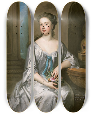 Triptych art skateboard deck of Sir Godfrey Kneller Lady Henrietta Crofts Duchess Of Bolton by Sir Godfrey Kneller (1646-1723)