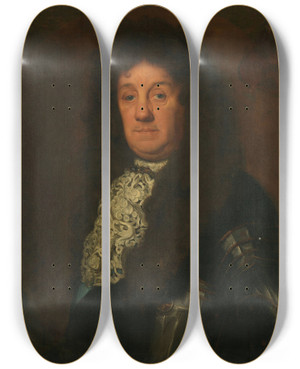 Triptych art skateboard deck of David Van Der Plas Portrait Of Cornelis Tromp 162991 Viceadmiral Of Holland And West Friesland by David van der Plas (1647-1704)