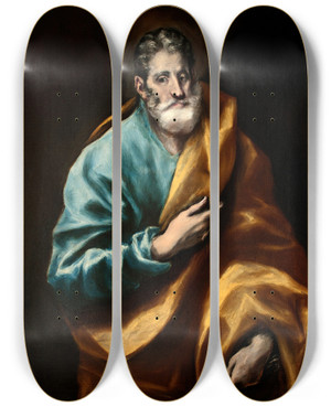 Triptych art skateboard deck of El Greco Domenikos Theotokopoulos Apostle Saint Peter by El Greco Domenikos Theotokopoulos (1540-1614) Triptych art skateboard deck of El Greco Domenikos Theotokopoulos Apostle Saint Peter by El Greco Domenikos Theotokopoulos (1540-1614)