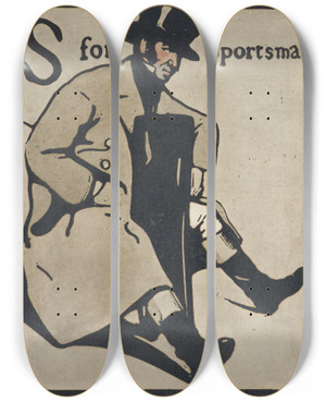 Triptych art skateboard deck of William Nicholson S Is For Sportsman From An Alphabet by William Nicholson (1872-1949)