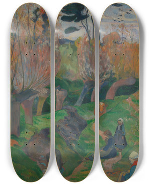 Triptych art skateboard deck of Paul Gauguin Landscape by Paul Gauguin (1848-1903)