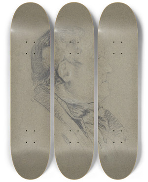 Triptych art skateboard deck of Sir Edwin Henry Landseer Sam Lovill Porter At The Royal Academy by Sir Edwin Henry Landseer (1802-1873)