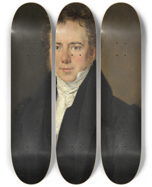 Triptych art skateboard deck of Christian Albrecht Jensen Portrt Af Edward Oferrall Greve Bourke by Christian Albrecht Jensen (1792-1870)