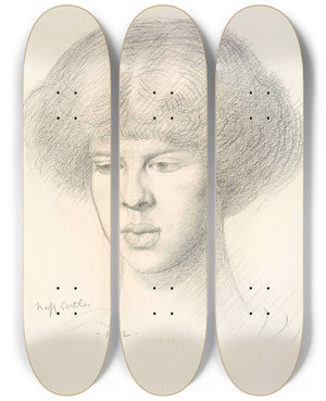 Triptych art skateboard deck of Mark Gertler Study For The Violinist_1 by Mark Gertler (1891-1939)