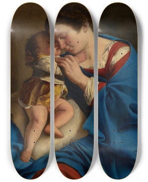 Triptych art skateboard deck of Orazio Gentileschi The Madonna And Child by Orazio Gentileschi (1563-1639)