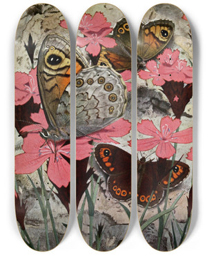 Triptych art skateboard deck of Paulandre Robert Le Nmusien by Paul-Andre Robert (1901-1977)