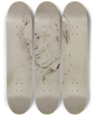 Triptych art skateboard deck of George Richmond Samuel Palmer_1 by George Richmond (1809-1896)