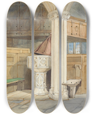 Triptych art skateboard deck of Rev James Bulwer One From A Volume Of Drawings And Prints_64 by Rev James Bulwer (1794-1879)