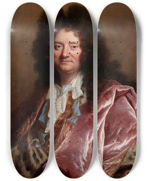 Triptych art skateboard deck of Circle Of Hyacinthe Rigaud Portrait Of A Gentleman by Circle Of Hyacinthe Rigaud (1659-1743)