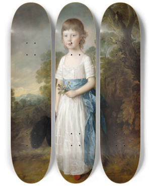 Triptych art skateboard deck of Thomas Gainsborough Master John Heathcote by Thomas Gainsborough (1727-1788)