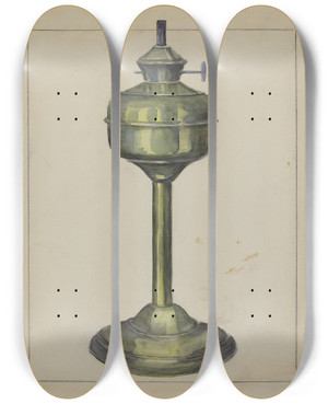Triptych art skateboard deck of Hester Duany Lamp_1 by Hester Duany (1891-1964)