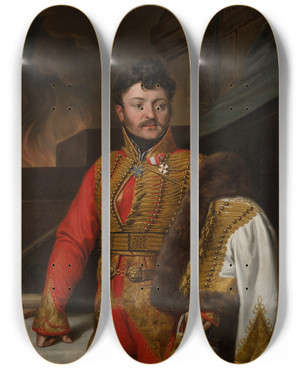 Triptych art skateboard deck of Josef Abel Der Kk Feldmarschalleutnant Ferdinand Graf Von Wartensleben by Josef Abel (1764-1818)