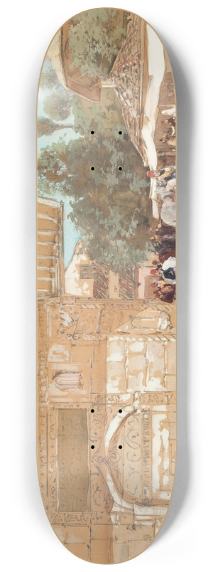 Francis Hopkinson Smith - Middle Eastern Scene Outside a Mosque 8.25 inch art skate deck