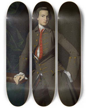 Triptych art skateboard deck of John Singleton Copley Benjamin Pickman by John Singleton Copley (1738-1815)