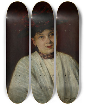 Triptych art skateboard deck of Olga Boznanska Joyful Baka by Olga Boznanska (1865-1940)