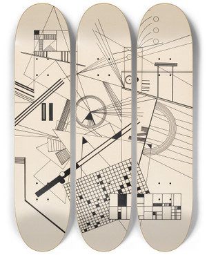Triptych art skateboard deck of Wassily Kandinsky Ohne Titel_8 by Wassily Kandinsky (1866-1944)