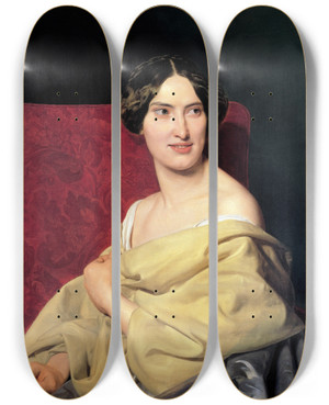 Triptych art skateboard deck of Ferdinand Georg Waldmller Anna Bayer The Artists Second Wife by Ferdinand Georg Waldmuller (1793-1865)