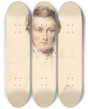 Triptych art skateboard deck of George Richmond Hon And Rev Baptist Wriothesley Noel 17981873 by George Richmond (1809-1896)