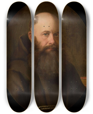 Triptych art skateboard deck of Jzef Simmler Portrait Of Capuchin Beniamin Szymaski by Jozef Simmler (1823-1868)