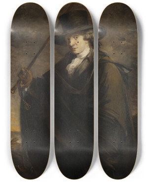 Triptych art skateboard deck of Carl Frederik Von Breda The Artists Father_2 by Carl Frederik Von Breda (1759-1818)
