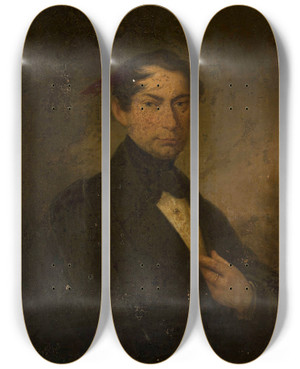 Triptych art skateboard deck of Franciszek Ksawery Lampi Portrait Of Koronat Cyraski by Franciszek Ksawery Lampi (1782-1852)