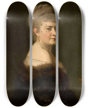 Triptych art skateboard deck of Leopold Horowitz Portrait Of Melania Ne Jastrzbska 1V Dunin 2V Rawicz by Leopold Horowitz (1838-1917)