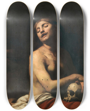 Triptych art skateboard deck of Guido Cagnacci The Penitent Mary Magdalene by Guido Cagnacci (1601-1682)
