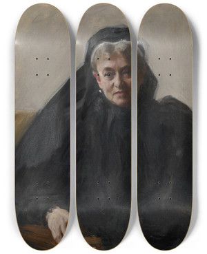 Triptych art skateboard deck of Anders Zorn Maria Sheldon Scammon by Anders Zorn (1860-1920)
