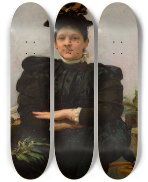 Triptych art skateboard deck of Jzef Mehoffer Portrait Of Wanda Strayska by Jozef Mehoffer (1869-1946)