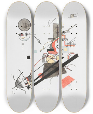Triptych art skateboard deck of Wassily Kandinsky Frhlicher Aufstieg by Wassily Kandinsky (1866-1944)